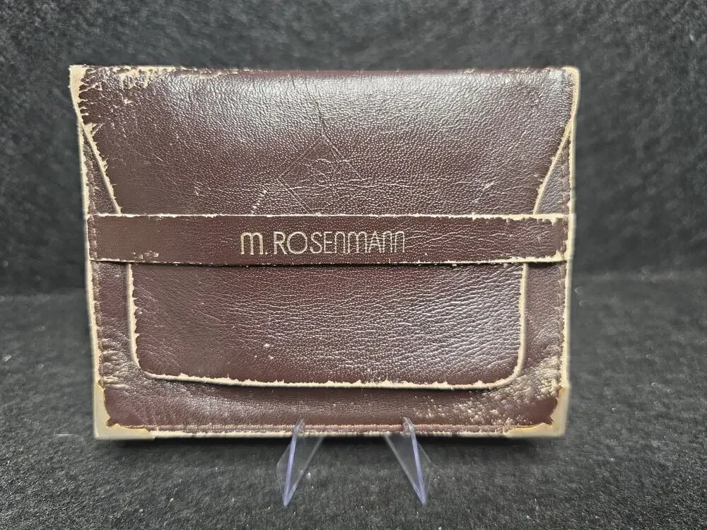 Vintage m. ROSENMANN Brown Leather Card Wallet Minimalist Case Retro